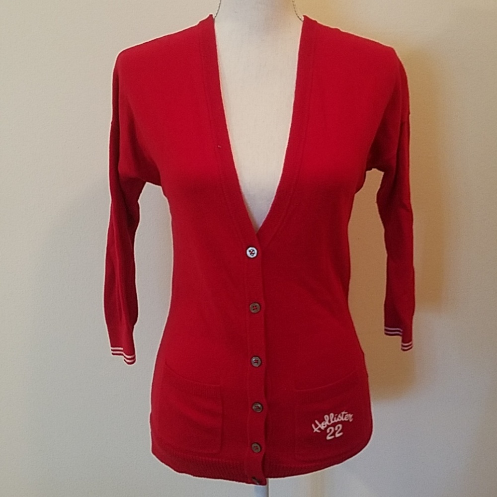 (3 For $20) Holister Red Cardigan 3/4" Sleeves